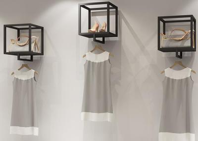 China Customized Square Black Matt Clothes Display Stand / Retail Clothing Display Racks for sale