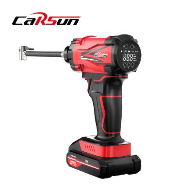 Chine Wholesale Rechargeable Carsun Emergency Light Digital Display Motorcycle Cordless Portable Compressor With LED Light 12v Car Air Compressor à vendre
