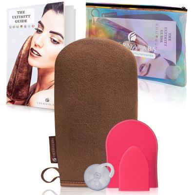 China Washable And Reusable Self Tanning Mitt Applicator For Back Face Body Double Side Microfiber Sunless Tanner Glove for sale