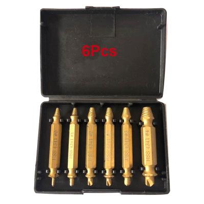 China Screw Remover Set 6 Pcs Damaged&Stripped Screw Extractor Remover Tool Made From HSS 4341 High Speed Steel Drill Bit Set for sale