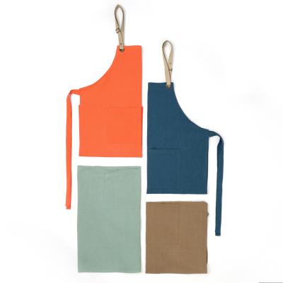 China 2021 Wholesale Cotton High Quality Multicolor Canvas Apron Multicolor Canvas Apron Adjustable Kitchen Chef Cleaning Apron for sale