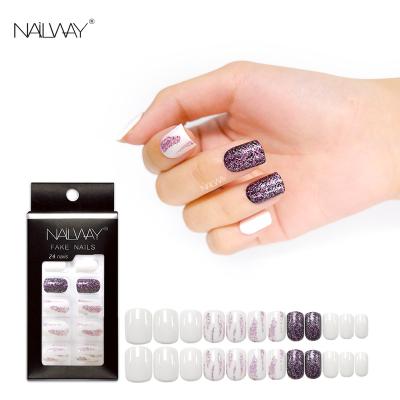 China Easy Apply Free Sample ABS Short Square Custom Packaging Press On Nails Handmade Fake Nails Cheap for sale
