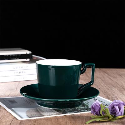 China Factory Customized Luxury Green Ceramic Light Coffee Mug Set Wholesale Minimalist Customized for sale
