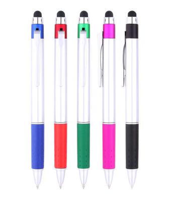 China Top Quality Multifunction Stylus Pen Plastic Material Spray Promotional Silver Ball Pen With Custom Logo For Promotion for sale