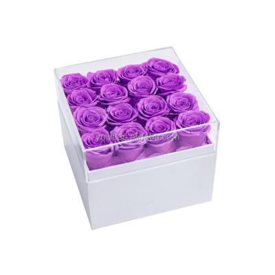 China Wholesale Real Natural Home Decoration Forever Rose Flower Preserved Roses In Round Box for sale