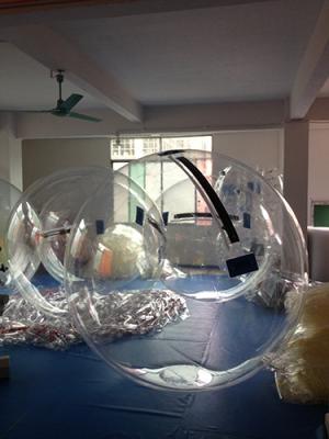 China Transparent Blue handle 3m Inflatable Human Sized Hamster Ball For Water Pool for sale