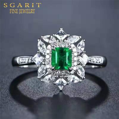China SGARIT FASHIONABLE Royal Style Gemstone Luxury Jewelry With Price 18k Natural Vivid Green Gold 0.5ct Afghanistan Green Ring for sale
