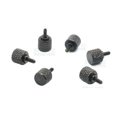 China Hot Sale M2*4.5 Inch Flat Screw Carbon Steel Black Plating Pineapple Knurling Round Head With Step Manual Approach Screws for sale