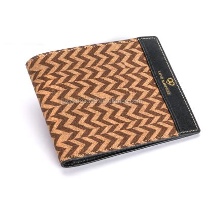 China Cork Eco-friendly Hot Selling Cork Portugal Gents Corrugated Wallet/Cork Bifold Card Holder/New Brand Cork&PU Pocket Purse for sale