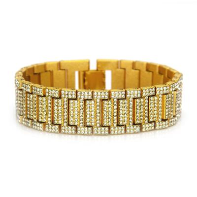 China Wholesale Hip Hop Fashion Jewelry Hip Hop Diamond Bracelet Accessories Gold Bracelets For Men's Designs for sale