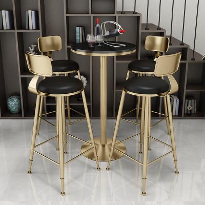 China High Quality Eco-friendly Gold Metal Leisure Kitchen Coffee Table Sets Chair Sillas Para Barra Bar Chair De Bar for sale