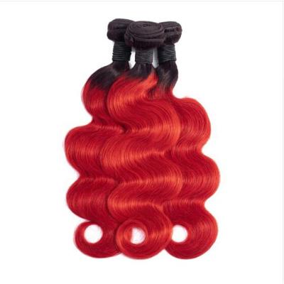 China Hot Selling Red Brazilian Silky Straight Wave 1B Virgin Human Hair Body Wave Ombre Hair Extensions for sale