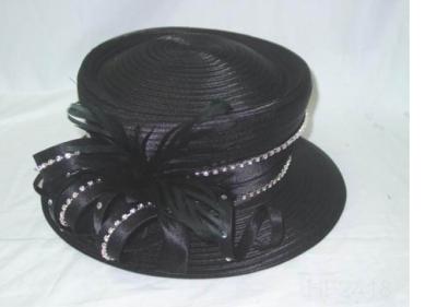 China OEM Black Ladies' Church Hats Polyester Satin For Female for sale
