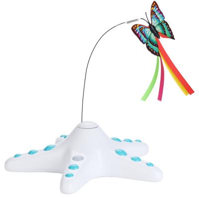 China Sustainable Teddykala Hot Selling Funny Automatic Flying Butterfly Pet Toy With Rollers For Cats for sale