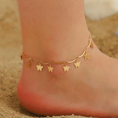 China Hot Selling BOHEMIA Butterfly Sandals Beach Simple Barefoot Butterfly Anklet Bracelet Dangling Anklet For Women for sale