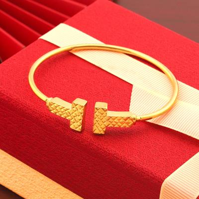 China CLASSIC JXX JSZ-Z27 24K Gold Plated Jewelry Round Bangle Bracelet Open Engraved for sale