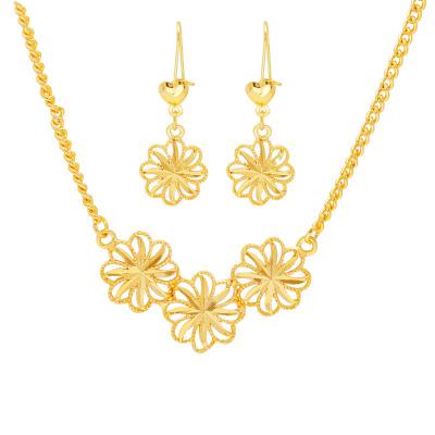 China JXX FASHIONABLE 24K Gold Brass Fine Flower Shape Indian Woman Necklace Set Jewelry , Women Jewelry Set African for sale