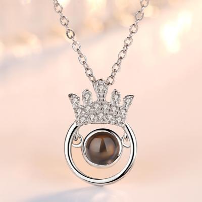 China Lead Free Silver Crown Necklace 925 Chain Jewelry For Women for sale