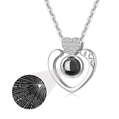 China 100 Languages I Love You Lead Free Romantic Projection Heart Pendant Necklace for sale