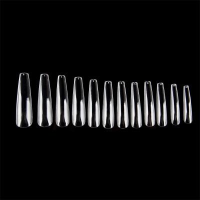 China Wholesale High Quality French Nail Tips Crystal Artificial Nail Stiletto Acrylic Clear False Nail Tips Size 12 for sale