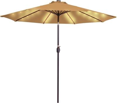 China Danlong Modern Hot-Selling 9 Feet 32 LED Solar Powered Outdoor Patio Umbrella with Crank and Tilt for Garden Poolside Yard for sale