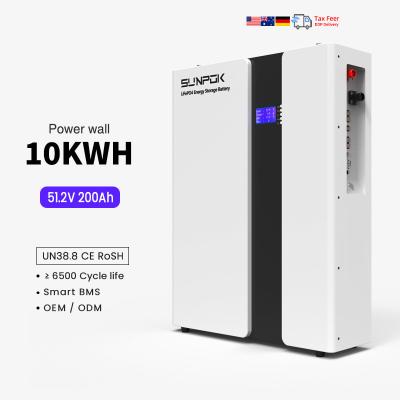Chine Énergie pour la maison 48V 200Ah Batterie lithium-ion 10Kwh LiFePo4 Batterie Smart BMS Système solaire 51.2V 100Ah Batterie de stockage d'énergie à vendre