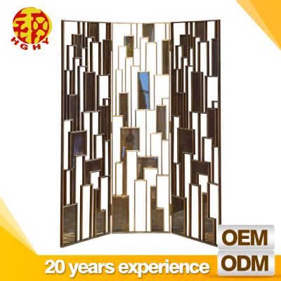 China Dark Brown Stainless Steel Exhibition Partition Walls Lobby Metal Mesh Folding Doors Portable Accordion Room Dividers for sale