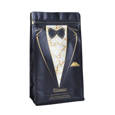 China MOQ 100 recyclable mylar edibles resealable custom printing flat bottom pouch 250g 1000g coffee bag for sale