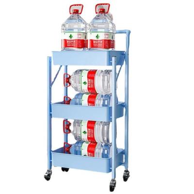 China Multifunctional Tray Shelf Rolling Wheel Storage Rack Kitchen Trolley Cart and Handle for sale