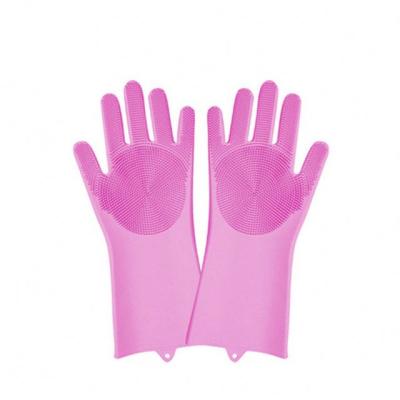 China Hot Amazon Sale Food Grade Silicone Brush Dishwashing Cleaning Gloves Magic Household Scrubber Magic Household Rubber Washing Gloves for sale