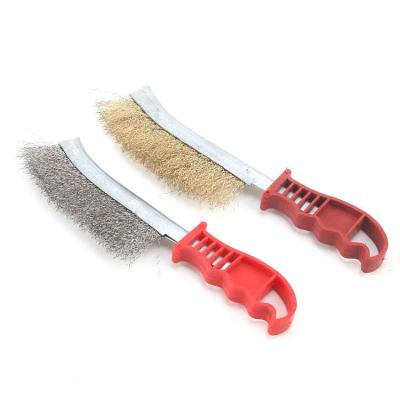 China Durable Professional BBQ Grill Cleaning Brush Scratch Brush Heavy Duty Crimped Brass Wire Brush for sale