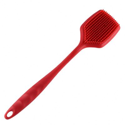China Long Handle Personal Care Tool Shower Massage Silicone Bath Cleaning Body Soft Back Brush Shower Scrub Brush With Long Handle for sale