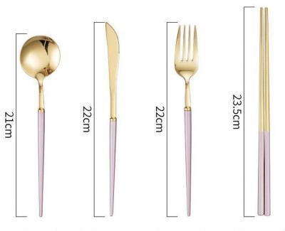 China Viable Custom Colorful Safe Food Grade 304 Stainless Steel Tableware Fork Spoon Knife Western Cutlery Set for sale