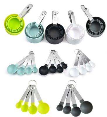 China Promote safe and indepen 10-PACK Kitchen Tools Plastic Measuring Cups And Spoons Colorful Set for sale