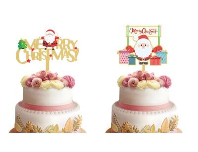 China 3D Gold Paints Letter Viable Acrylic Cake Toppers Party Decoration Supplies Merry Christmas Home Cake Topper for sale