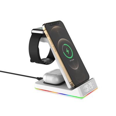 China New Hot Detachable Design Clock LED with 5 in 1 Wireless Charging Function for Smartphones Earphone Smartphones Mobile Phone Pro for sale