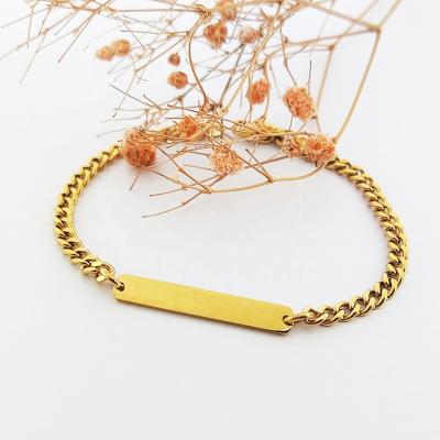 China TRENDY Julari White ID Bar Metal Chain Bracelet Fashion Jewelri Wholesale Joyas De Plata Engraved Logo Name ID Horizontal Bar Bracelets for sale