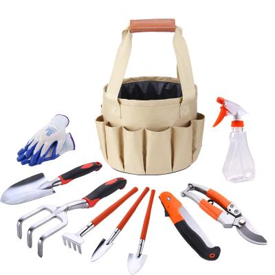 China Garden Tool Kits Wholesale Gift Box Aluminium Alloy Garden Tools set with bag Hand Shovel Trowel Rake Garden Tool Set for sale