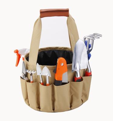 China Aluminium Alloy Wholesale 10pcs Garden Tools Set with Weeding Fork Rake Tooth Pruner Garden Bucket and Tools Bag Set Garden Hand Tools for sale