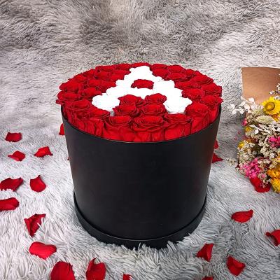 China Amazon Flower Decorative Custom Flower Hot Selling Luxury Gift Set Eternal Preserved Roses DIY Round Immortal Gift Box For Valentines for sale