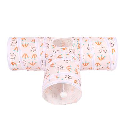 China Factory Wholesale Custom Collapsible Cat Tunnel Toy With Ball 3 Way Viable For Rabbits And Kittens Dog for sale