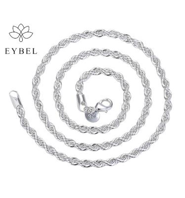 China Korean Hiphop Style Jewelry 2021 New For Men Sliver Plated Chunky Necklace Simple Stranded Twist Rope Factory Wholesale for sale