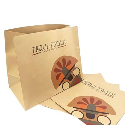 China Recycled Materials Recycled Brown Biodegradable Materials Food Packaging Bag Kraft Paper Shopping Bag Custom Logo for sale