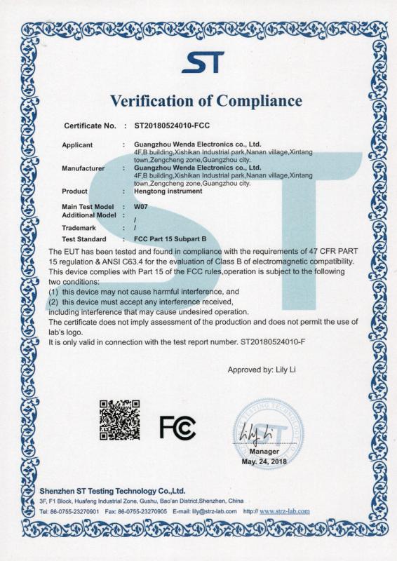 FCC - Guangzhou Wenda Electronics Co., Ltd.