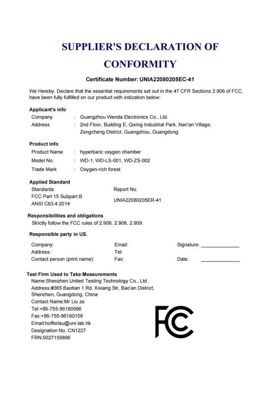 FCC - Guangzhou Wenda Electronics Co., Ltd.