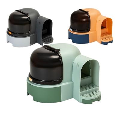 China Plastic Cat Litter Accessories Clean Up Viable Products Space Training Large Cleaning Cat Toilet Plastic Cat Litter Box for sale