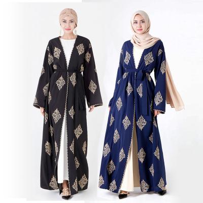 China Traditional Muslim Embroidery Logo Islamic Muslim Cardigan Coat Middle East Clothing Turkey Polyester for sale