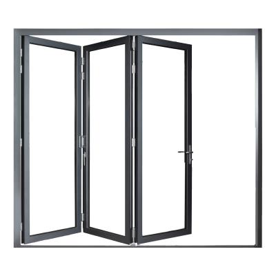 China Wholesale Modern Glass Frameless Aluminum Bi-fold Door Folding Partition Glass Door for sale