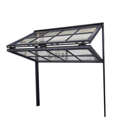China Commercial Aluminum Vertical Folding Bar Window Large Size Screen Folding Bar Aluminum Top Fold Up Stained Glass Windows for sale