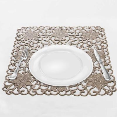 China Elegant Embroidered 100% Polyester Banquet Tablecloth Embroidered Jacquard Square Place Mats for sale